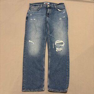 Tommy Hilfiger Jeans 34x29 Blue Straight Leg Distressed Y2K Grunge High Rise